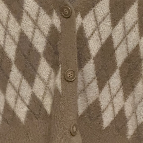 William Rast Cream and Brown Cropped Cardigan Sweater - Picture 3 of 5